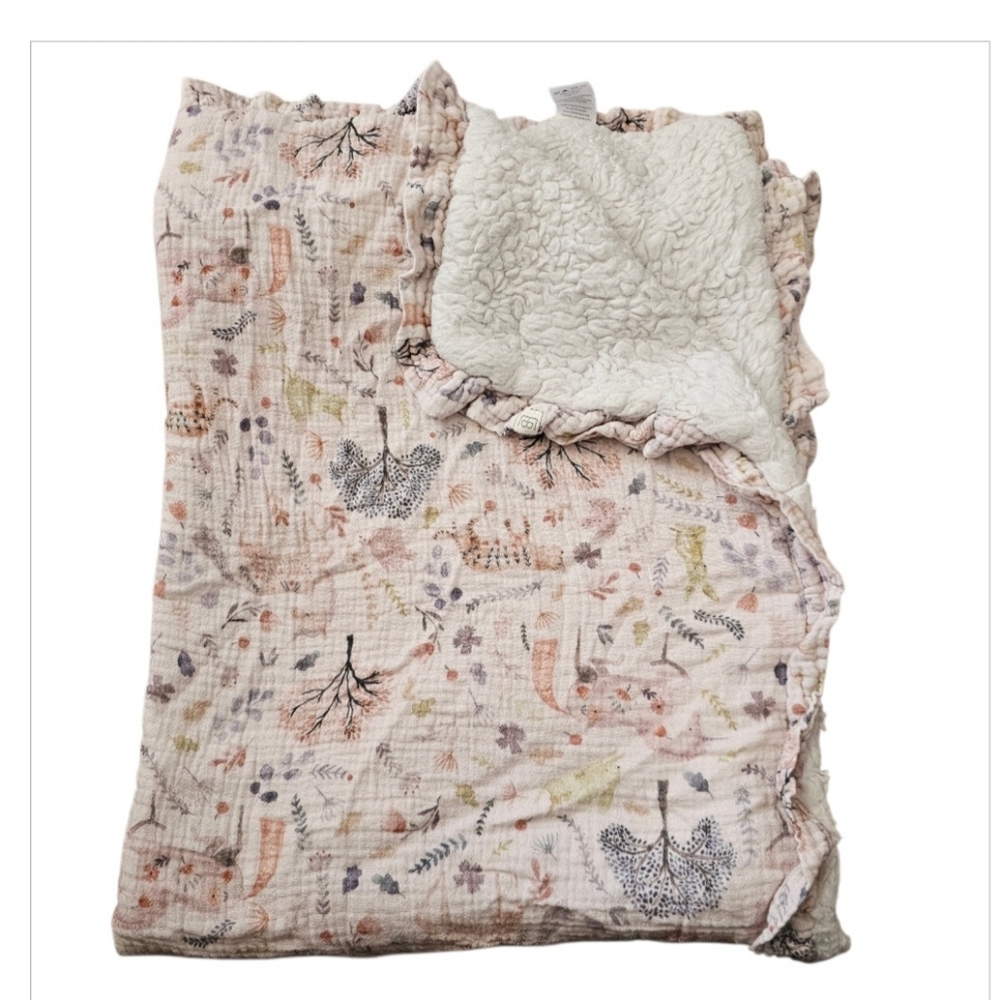 Elegant Baby Blanket Unicorn Nature Print Pink Organic Cotton
